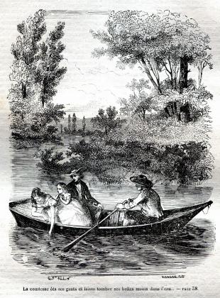 19 Promenade en toue sur lIndre illustation du roman par Gustave Staal