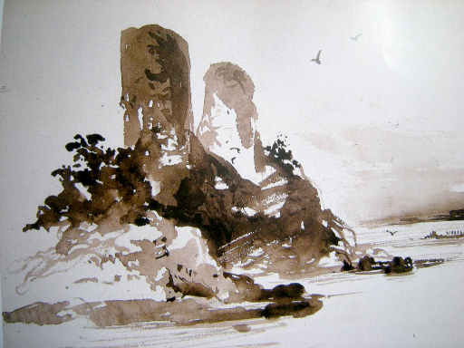 26 Château aquarelle de Delacroix
